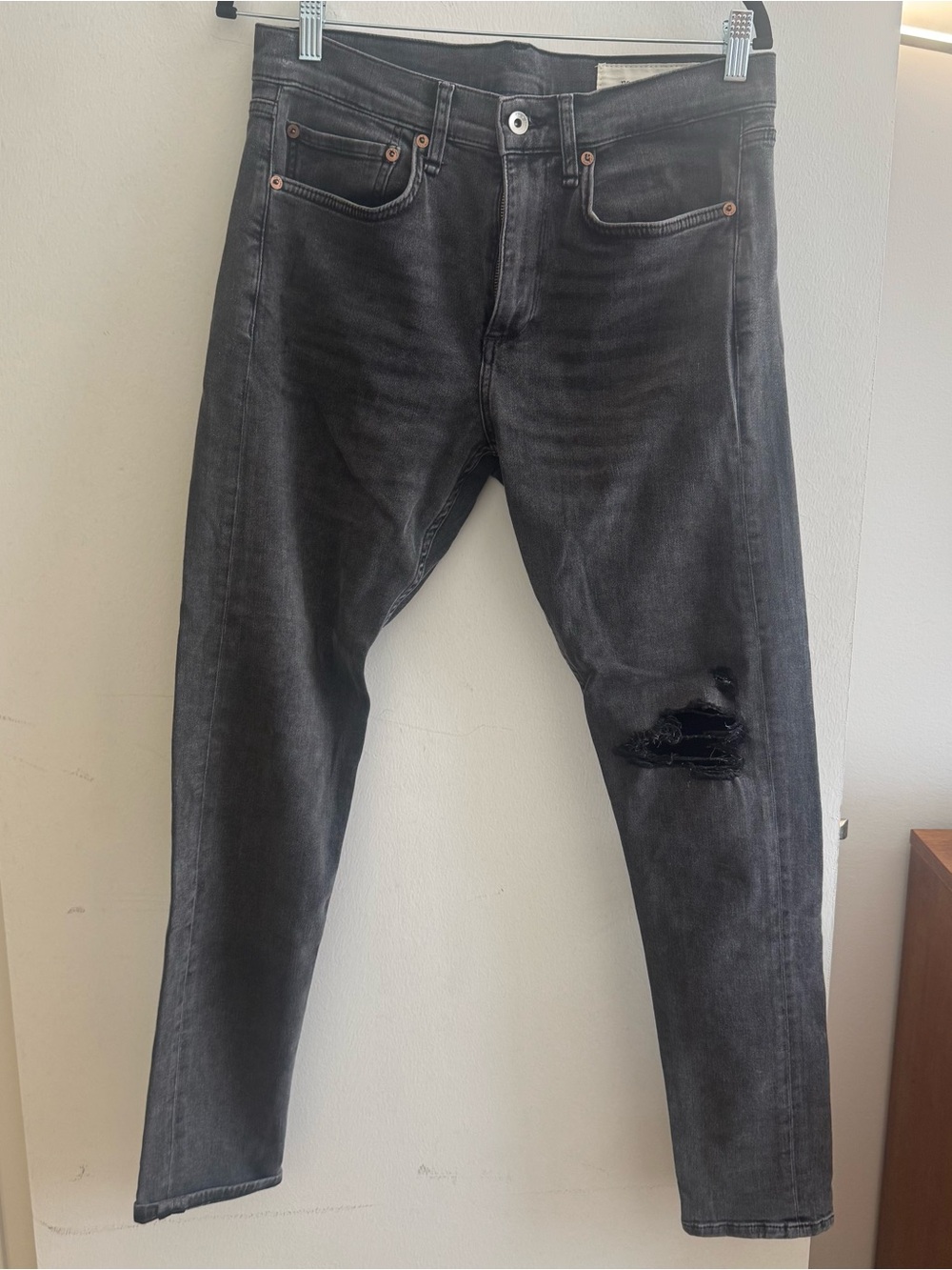 rag & bone Men's Washed Black Slim Straight Jeans